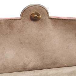 Pre Owned Fendi Tobacco/Red Zucca Coated Canvas and Leather Double F Top Handle Bag