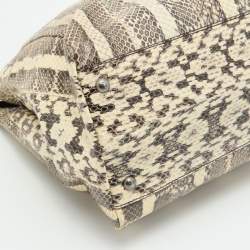 Fendi Beige/Black Python Leather Large Peekaboo Top Handle Bag