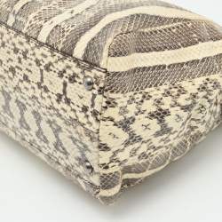 Fendi Beige/Black Python Leather Large Peekaboo Top Handle Bag