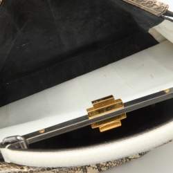 Fendi Beige/Black Python Leather Large Peekaboo Top Handle Bag