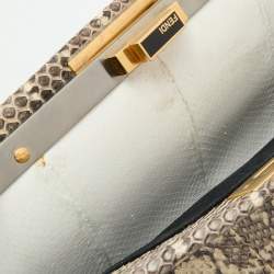 Fendi Beige/Black Python Leather Large Peekaboo Top Handle Bag