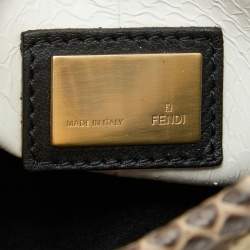 Fendi Beige/Black Python Leather Large Peekaboo Top Handle Bag
