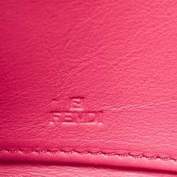Pre Owned Fendi Pink Glossy Leather Logo Zip Around Wallet