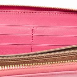 Pre Owned Fendi Pink Glossy Leather Logo Zip Around Wallet
