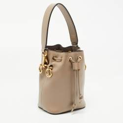 Pre Owned Fendi Beige Leather Mini Mon Tresor Drawstring Bucket Bag