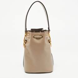 Pre Owned Fendi Beige Leather Mini Mon Tresor Drawstring Bucket Bag