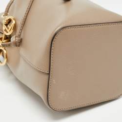 Pre Owned Fendi Beige Leather Mini Mon Tresor Drawstring Bucket Bag