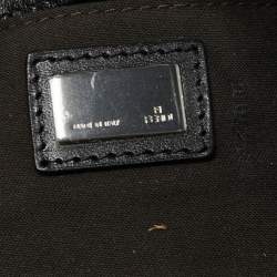 Pre Owned Fendi Black Zucchino Canvas and Leather Baguette Bag