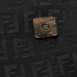 Pre Owned Fendi Black Zucchino Canvas and Leather Baguette Bag