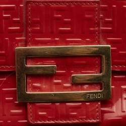Pre Owned Fendi Orange Zucchino Patent Leather Mia Flap Continental Wallet