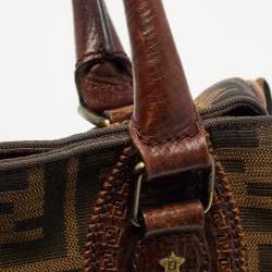 Pre Owned Fendi Tobacco Zucca Canvas and Leather Chef De Jour Tote