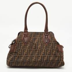 Pre Owned Fendi Tobacco Zucca Canvas and Leather Chef De Jour Tote