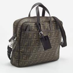 Fendi Tobacco Zucca Coated Canvas Laptop Bag