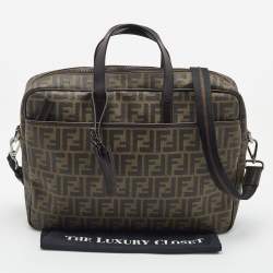 Fendi Tobacco Zucca Coated Canvas Laptop Bag