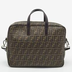 Fendi Tobacco Zucca Coated Canvas Laptop Bag