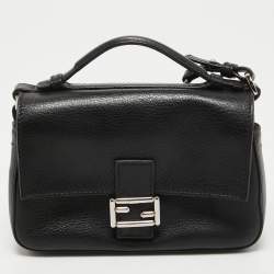 Pre Owned Fendi Black Leather and Watersnake Monster Micro Double Baguette Bag
