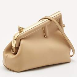 Fendi Beige Leather Small First Clutch
