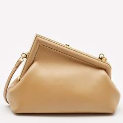 Fendi Beige Leather Small First Clutch
