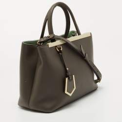 Pre Owned Fendi Grey Leather Small 2Jours Tote