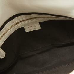Fendi White Zucca Embossed Leather Medium Baguette Bag