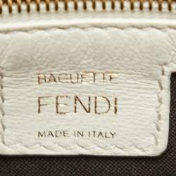 Fendi White Zucca Embossed Leather Medium Baguette Bag