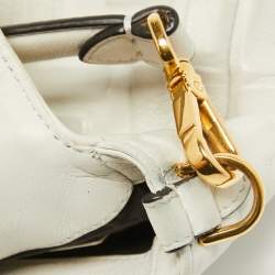 Fendi White Zucca Embossed Leather Medium Baguette Bag