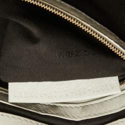 Fendi White Zucca Embossed Leather Medium Baguette Bag
