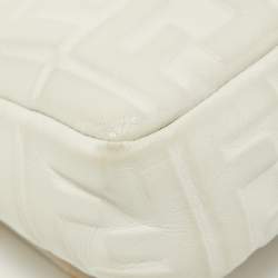 Fendi White Zucca Embossed Leather Medium Baguette Bag