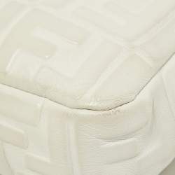 Fendi White Zucca Embossed Leather Medium Baguette Bag