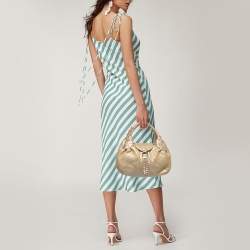 Pre Owned Fendi Gold Leather Mini Spy Bag