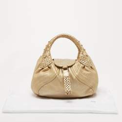 Pre Owned Fendi Gold Leather Mini Spy Bag