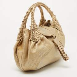 Pre Owned Fendi Gold Leather Mini Spy Bag