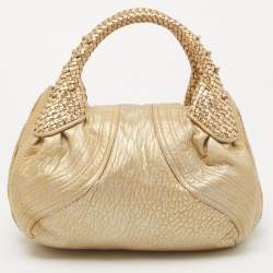 Pre Owned Fendi Gold Leather Mini Spy Bag