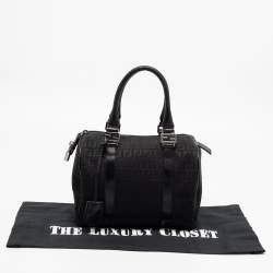 Fendi Black Zucchino Fabric and Leather Small Forever Bauletto Boston Bag