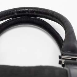 Fendi Black Zucchino Fabric and Leather Small Forever Bauletto Boston Bag