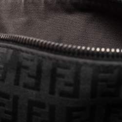 Fendi Black Zucchino Fabric and Leather Small Forever Bauletto Boston Bag