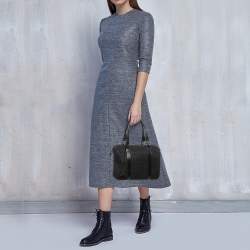 Fendi Black Zucchino Fabric and Leather Small Forever Bauletto Boston Bag