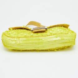 Fendi Yellow Sequins, Beads and Python Baguette Bag