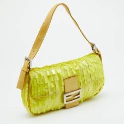 Fendi Yellow Sequins, Beads and Python Baguette Bag