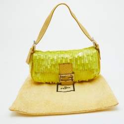 Fendi Yellow Sequins, Beads and Python Baguette Bag