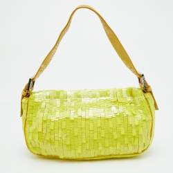 Fendi Yellow Sequins, Beads and Python Baguette Bag