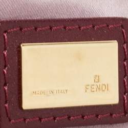 Pre Owned Fendi Purple/Beige Zucca Striped Velvet and Canvas Chef Shoulder Bag