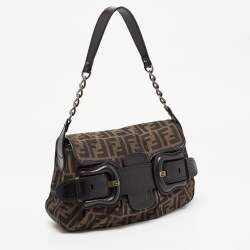 Pre Owned Fendi Tobacco Zucca Canvas and Leather B Bis Shoulder Bag 