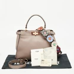 Pre Owned Fendi Beige Leather and Plexiglass Regular Peekaboo Top Handle Bag