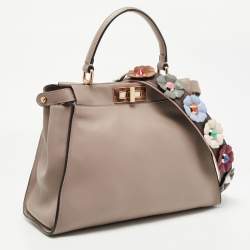 Pre Owned Fendi Beige Leather and Plexiglass Regular Peekaboo Top Handle Bag