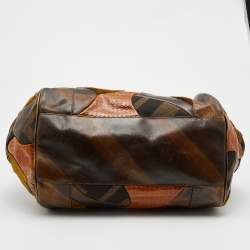 Pre Owned Fendi Brown Zucca Canvas and Leather Patchwork Shoulder Bag