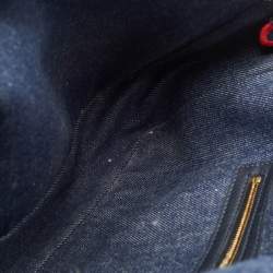 Fendi Blue/Red Denim Large Baguette Shoulder Bag