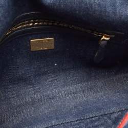 Fendi Blue/Red Denim Large Baguette Shoulder Bag