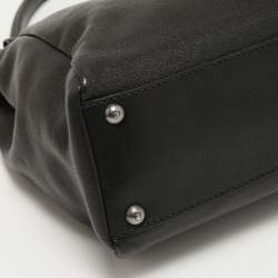 Pre Owned Fendi Black Leather Medium Peekaboo Top Handle Bag