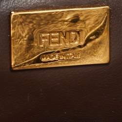 Pre Owned Fendi Brown Ostrich Leather Mini Peekaboo Top Handle Bag